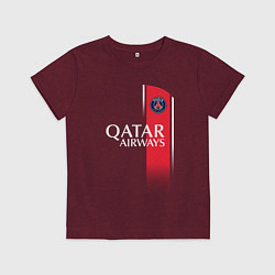 Футболка хлопковая детская Форма ФК ПСЖ 2324 домашняя, цвет: меланж-бордовый