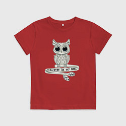 Футболка хлопковая детская Серебряная сова на кольце, цвет: красный