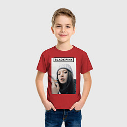 Футболка хлопковая детская Джису блэкпинк, цвет: красный — фото 2