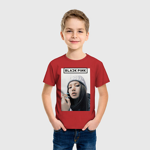 Детская футболка Джису блэкпинк / Красный – фото 3
