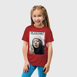 Футболка хлопковая детская Джису блэкпинк, цвет: красный — фото 2