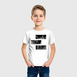 Футболка хлопковая детская Леви Аккерман в блоках, цвет: белый — фото 2