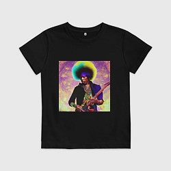 Футболка хлопковая детская Jimi Hendrix Rock Idol Art, цвет: черный