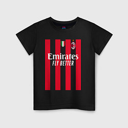 Футболка хлопковая детская Рафаэль Леао ФК Милан форма 2223 домашняя, цвет: черный