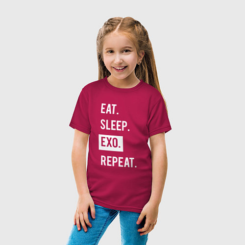 Детская футболка Eat Sleep EXO Repeat / Маджента – фото 4