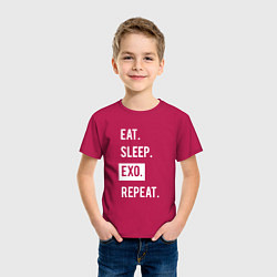 Футболка хлопковая детская Eat Sleep EXO Repeat, цвет: маджента — фото 2