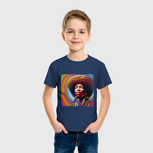 Детская футболка Джими Хендрикс в странной шляпе / Тёмно-синий – фото 3