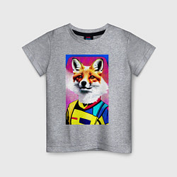 Футболка хлопковая детская Fox - pop art - fashionista, цвет: меланж