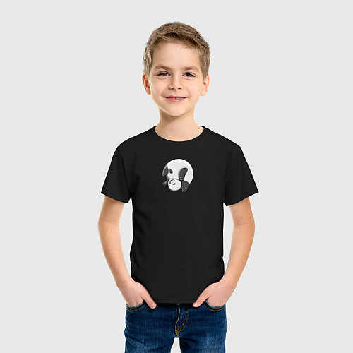 Детская футболка Панда вверх ногами / Черный – фото 3