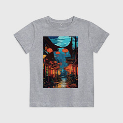 Футболка хлопковая детская Ночной китайский квартал, цвет: меланж