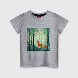 Футболка хлопковая детская Рыжая лисичка в лесу, цвет: меланж