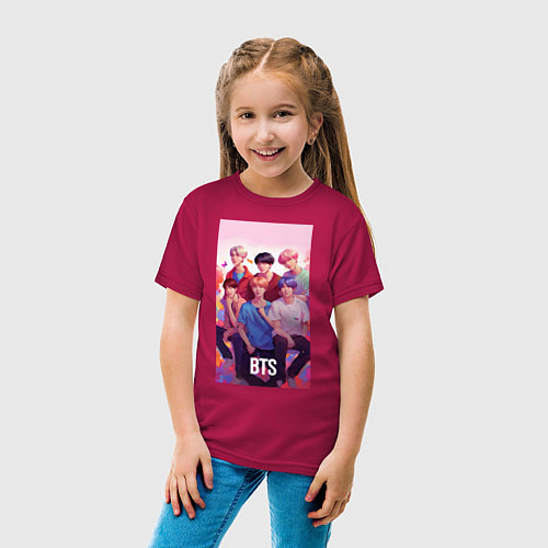 Детская футболка BTS art anime style / Маджента – фото 4