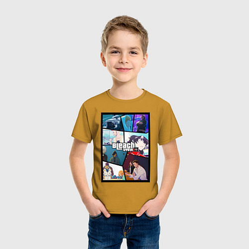 Детская футболка Блич в стиле гта / Горчичный – фото 3