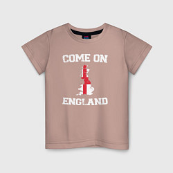 Футболка хлопковая детская Come on England, цвет: пыльно-розовый