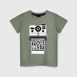 Футболка хлопковая детская Polaroid best memories, цвет: авокадо