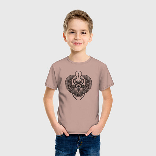 Детская футболка Жук скаребей Египет / Пыльно-розовый – фото 3