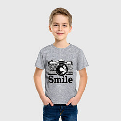 Футболка хлопковая детская Smile camera, цвет: меланж — фото 2