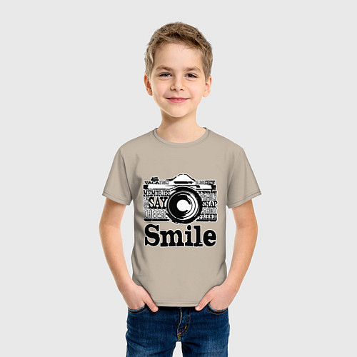 Детская футболка Smile camera / Миндальный – фото 3