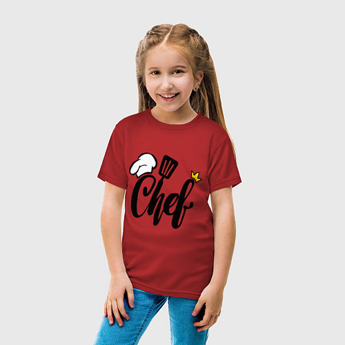 Детская футболка Надпись - шеф повар / Красный – фото 4
