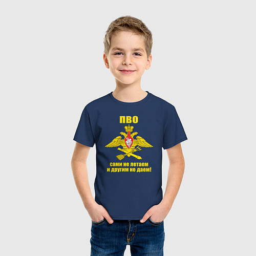 Детская футболка ПВО - сами не летаем и другим не даем / Тёмно-синий – фото 3