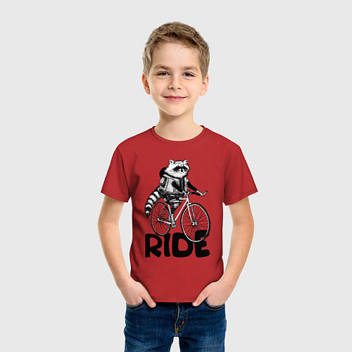 Детская футболка Raccoon ride / Красный – фото 3