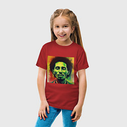 Футболка хлопковая детская Граффити Арт портрет Боб Марли, цвет: красный — фото 2