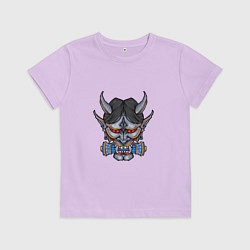 Футболка хлопковая детская Японская маска демона, цвет: лаванда