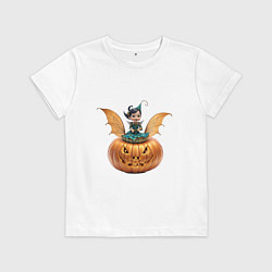 Футболка хлопковая детская Фея и хэлоуин, цвет: белый