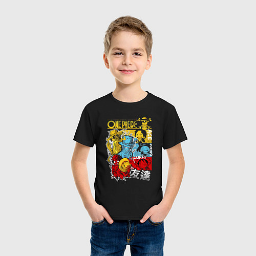 Детская футболка Аниме Ван Пис персонажи / Черный – фото 3