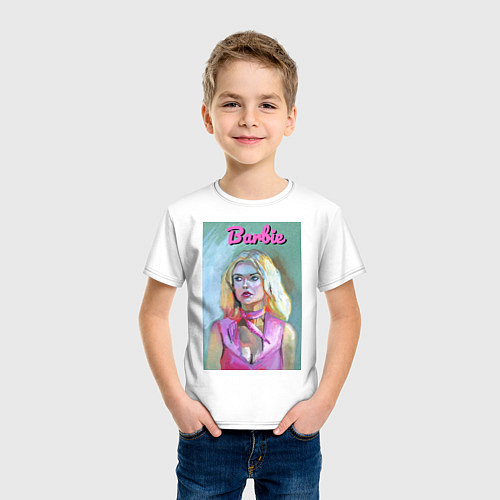 Детская футболка Портрет Барби - Марго Робби / Белый – фото 3