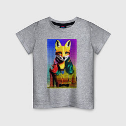 Футболка хлопковая детская Fox girl - fashionista - pop art, цвет: меланж