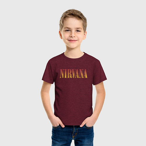 Детская футболка Nirvana logo / Меланж-бордовый – фото 3