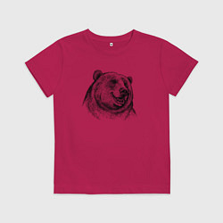 Футболка хлопковая детская Медведь улыбается, цвет: маджента
