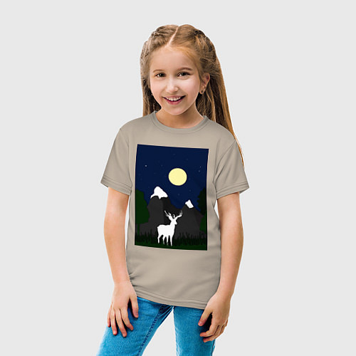 Детская футболка Олень под луной / Миндальный – фото 4