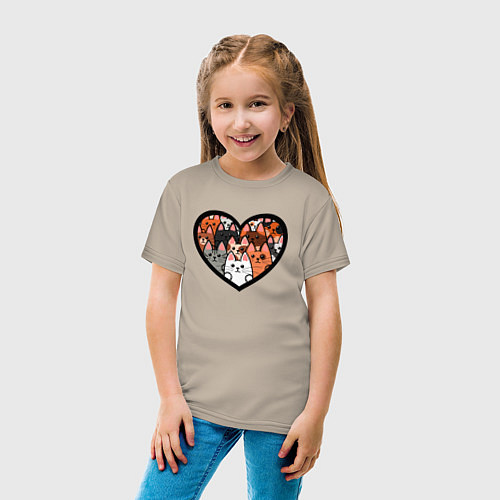 Детская футболка Котики в сердце / Миндальный – фото 4