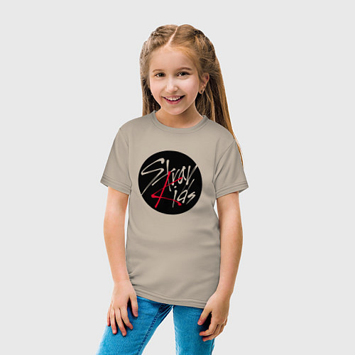 Детская футболка Stray Kids logo / Миндальный – фото 4