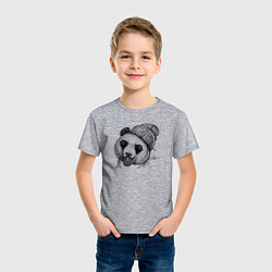 Футболка хлопковая детская Панда хипстер, цвет: меланж — фото 2