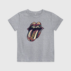 Футболка хлопковая детская Цветной язык, цвет: меланж