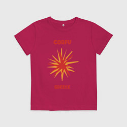 Футболка хлопковая детская Корфу - Греция, цвет: маджента