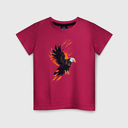 Футболка хлопковая детская Орел парящая птица абстракция, цвет: маджента