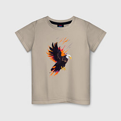 Футболка хлопковая детская Орел парящая птица абстракция, цвет: миндальный