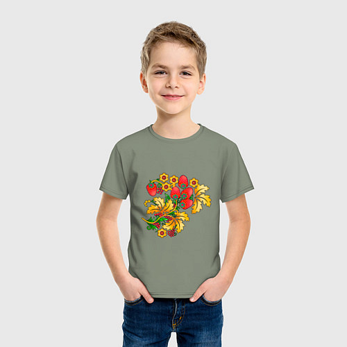 Детская футболка Хохлома традиционный русский узор / Авокадо – фото 3