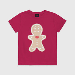 Футболка хлопковая детская Весёлый пряничек, цвет: маджента