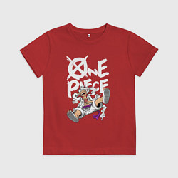 Футболка хлопковая детская One piece - Луффи гир 5, цвет: красный