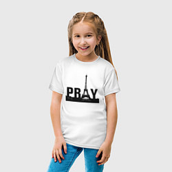 Футболка хлопковая детская Молись за Париж, цвет: белый — фото 2