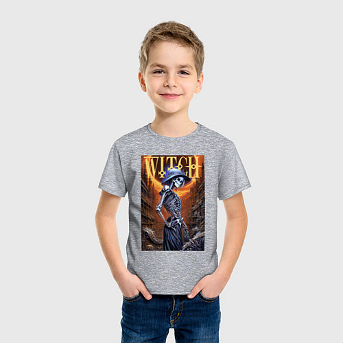 Детская футболка Костлявая ведьма - нейросеть / Меланж – фото 3
