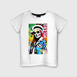 Футболка хлопковая детская Skeleton fashionista - Milano - pop art, цвет: белый