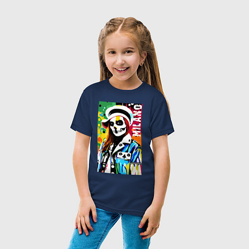 Детская футболка Skeleton fashionista - Milano - pop art / Тёмно-синий – фото 4