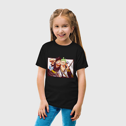 Детская футболка Луффи и Ророноа Зоро - Ван пис / Черный – фото 4