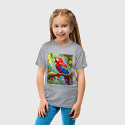Футболка хлопковая детская Яркий красный ара, цвет: меланж — фото 2